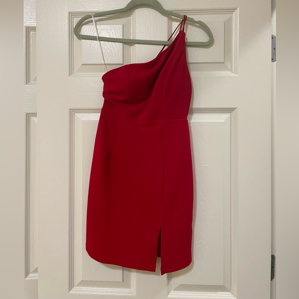 Red One Shoulder Cocktail Dress